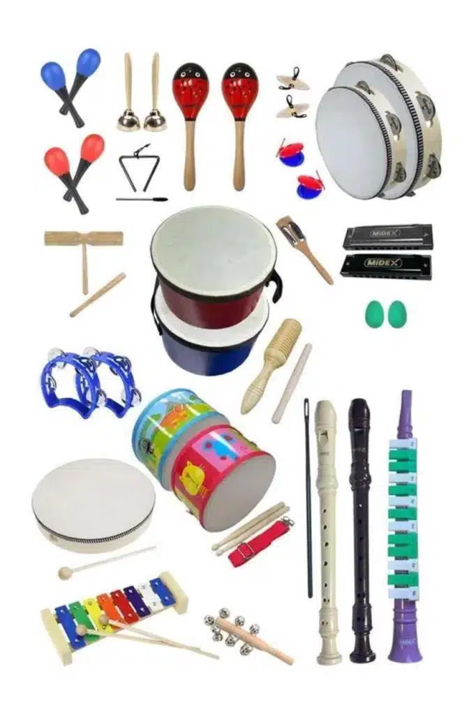 Midex Örf Aletleri Seti Overmuch Paket-2 Marakas Zil Üçgen Ksilofon Melodika Mızıka Davul Flüt (30 Parça)