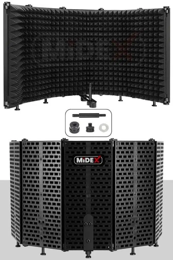 Midex PF-43 Mikrofon Ses Yalıtım İzolasyon Paneli 5 Bölümlü Ayaklı (69x26 cm)