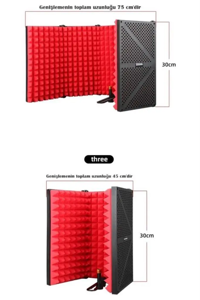 Midex PF-44 RED Mikrofon Ses Yalıtım İzolasyon Paneli 5 Bölümlü (75x30 cm)