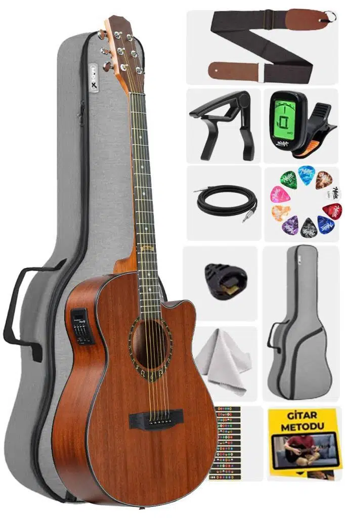Midex PHX PRO Yüksek Kaliteli Masif Elektro Akustik Gitar Seti