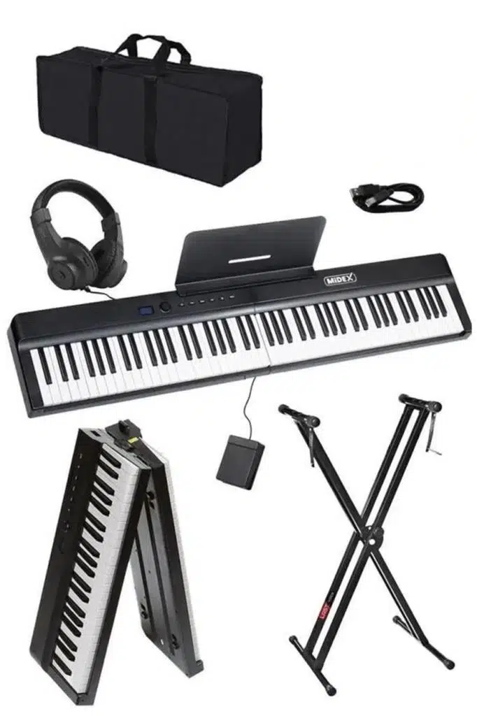 Midex PLX-120BK-ST Katlanır Taşınabilir Dijital Piyano Tuş Hassasiyetli Full Set