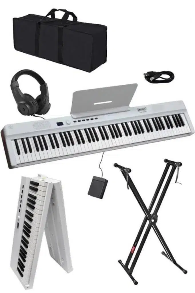 Midex PLX-120WH-ST Katlanır Taşınabilir Dijital Piyano Tuş Hassasiyetli Full Set