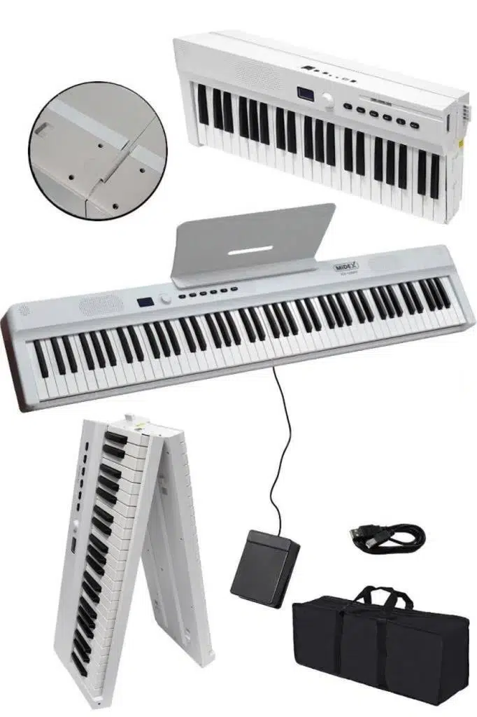 Midex PLX-120WH-ST Katlanır Taşınabilir Dijital Piyano Tuş Hassasiyetli Full Set