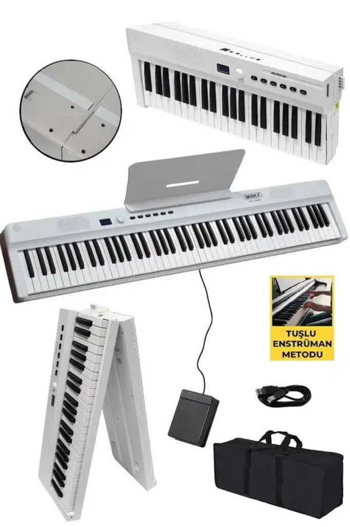 Midex PLX-120WH Yüksek Kaliteli Katlanır Taşınabilir Dijital Piyano