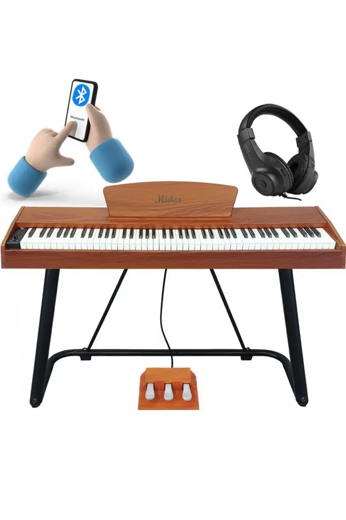 Midex PLX-125-OR Taşınabilir Dijital Piyano Tuş Hassasiyetli 88 Tuş Bluetooth (Stand ve Kulaklık İle)