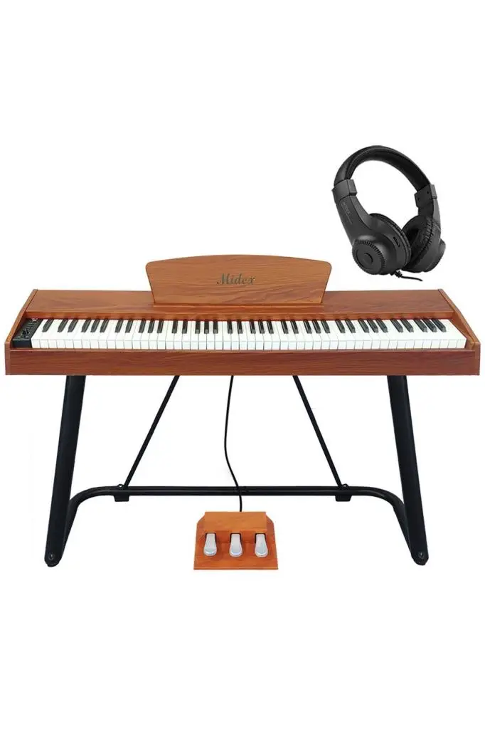 Midex PLX-125-OR Taşınabilir Dijital Piyano Tuş Hassasiyetli 88 Tuş Bluetooth (Stand ve Kulaklık İle)