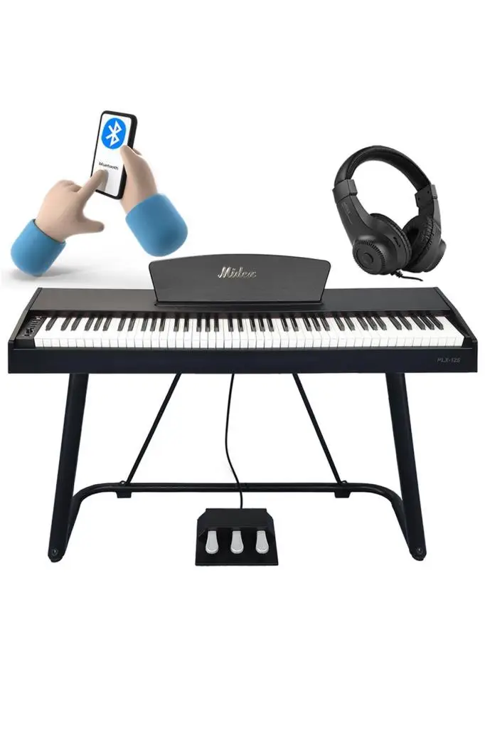 Midex PLX-125BK Taşınabilir Dijital Piyano Tuş Hassasiyetli 88 Tuş Bluetooth (Stand ve Kulaklık İle)