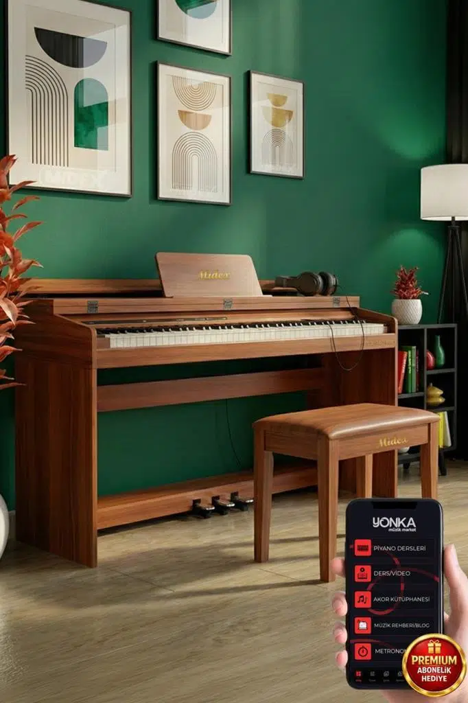 Midex PLX-140 PRO-OR Dijital Piyano Bluetooth Tuş Hassasiyeti 88 Tuşlu Kapaklı (Kulaklık ve Tabure)