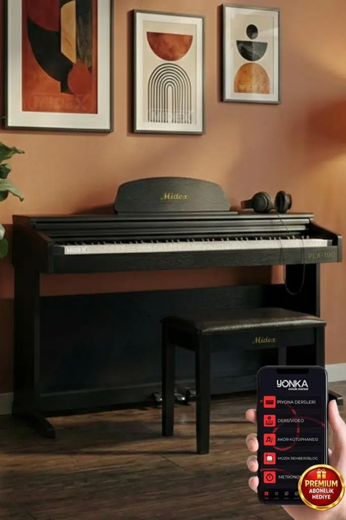 Midex PLX-190BK Siyah Dijital Piyano 88 Tuşlu Hammer Action ve Tuş Hassasiyeti