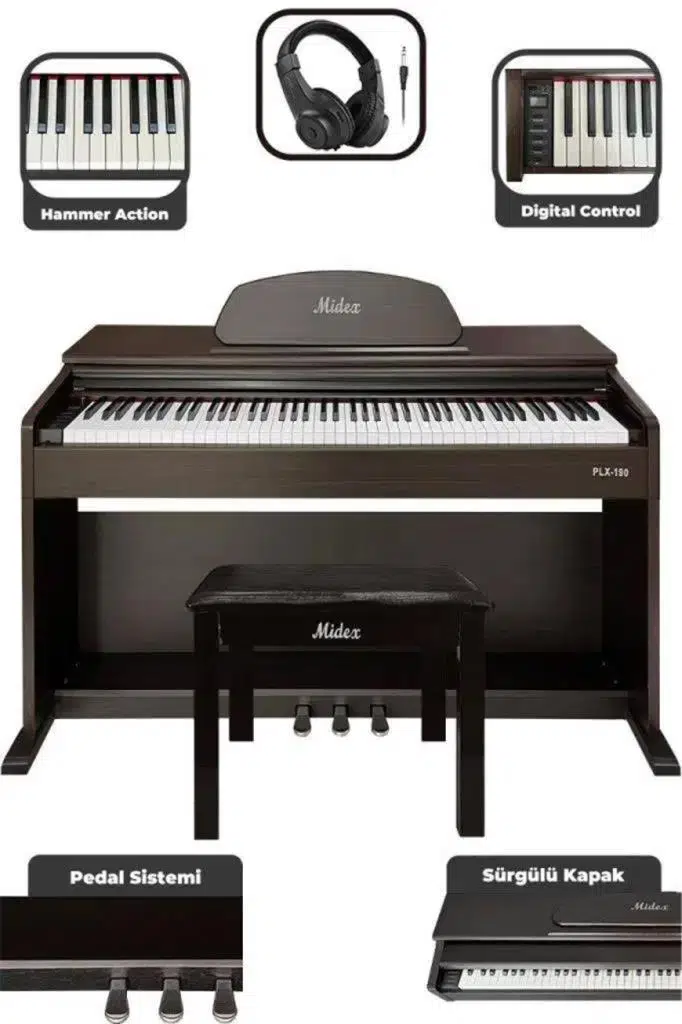 Midex PLX-190SR Gül Ağacı Dijital Piyano (OUTLET)