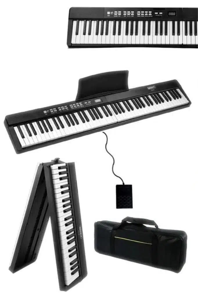 Midex PLX-80BK Taşınabilir Katlanır Dijital Piyano Tuş Hassasiyetli 88 Tuş BT (Sustain Çanta Metod)