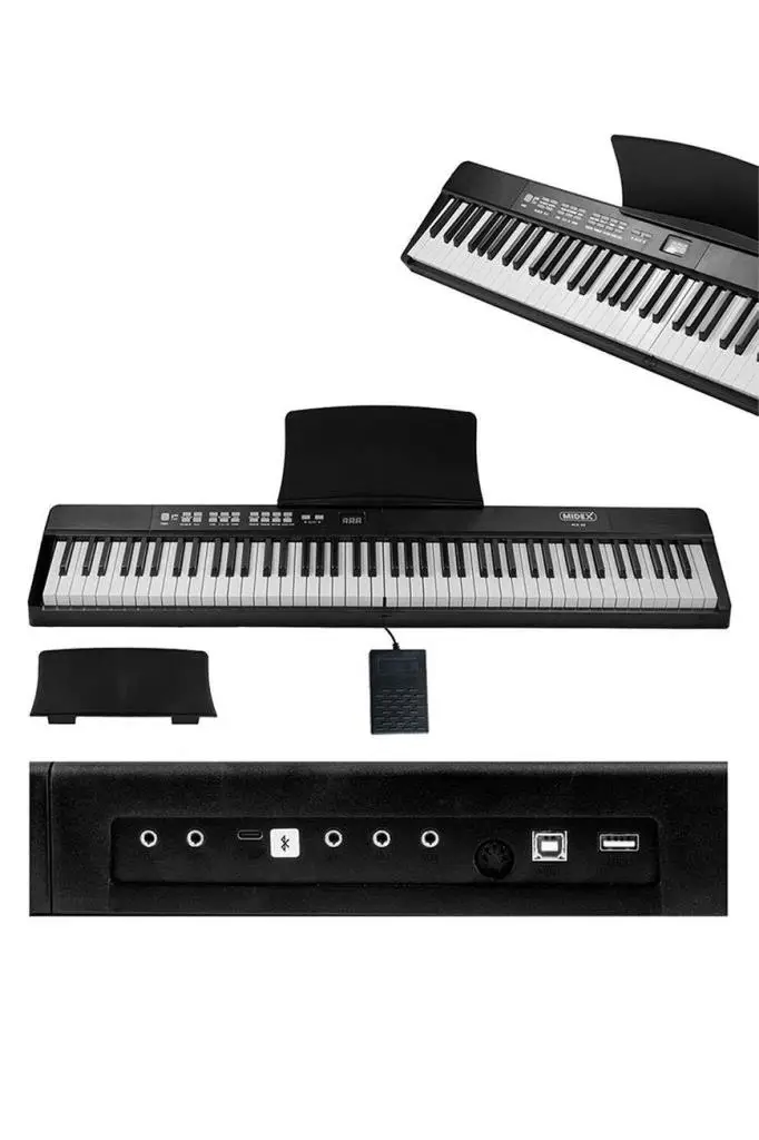 Midex PLX-80BK Taşınabilir Katlanır Dijital Piyano Tuş Hassasiyetli 88 Tuş BT (Sustain Çanta Metod)