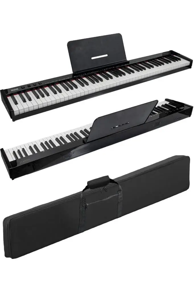 Midex PLX-95BK-ST Taşınabilir Dijital Piyano Tuş Hassasiyetli 88 Tuşlu Bluetooth (STAND Sustain Kulaklık Çanta Metod)