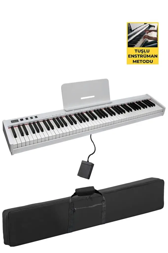 Midex PLX-95WH Taşınabilir Dijital Piyano Tuş Hassasiyetli 88 Tuşlu Bluetooth (Beyaz)