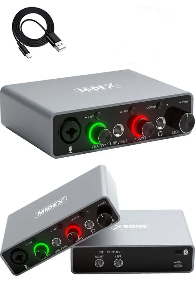 Midex Private Paket-7 Stüdyo Ekipmanları Seti (Monitör Mikrofon Ses Kartı Kulaklık Midi Klavye)