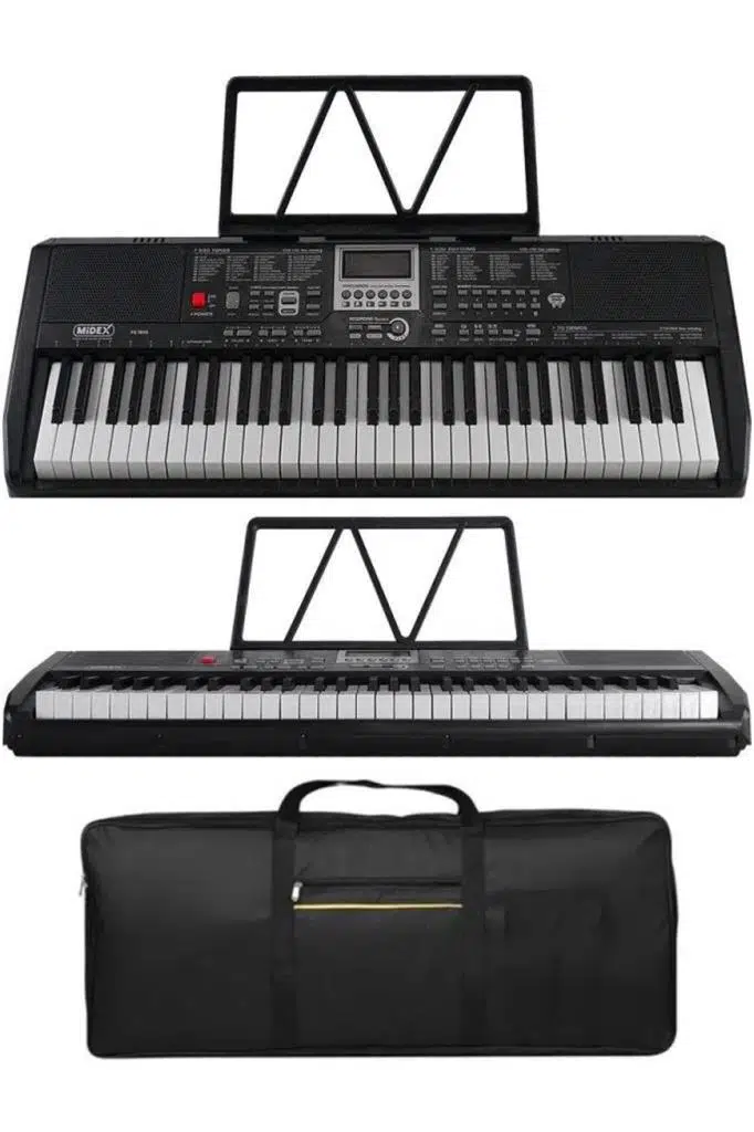 Midex PS-1800BK-SET 61 Tuşlu Kaliteli Org Dijital Ekranlı Stand Kulaklık Çanta Notalık Adaptör Sticker Metod