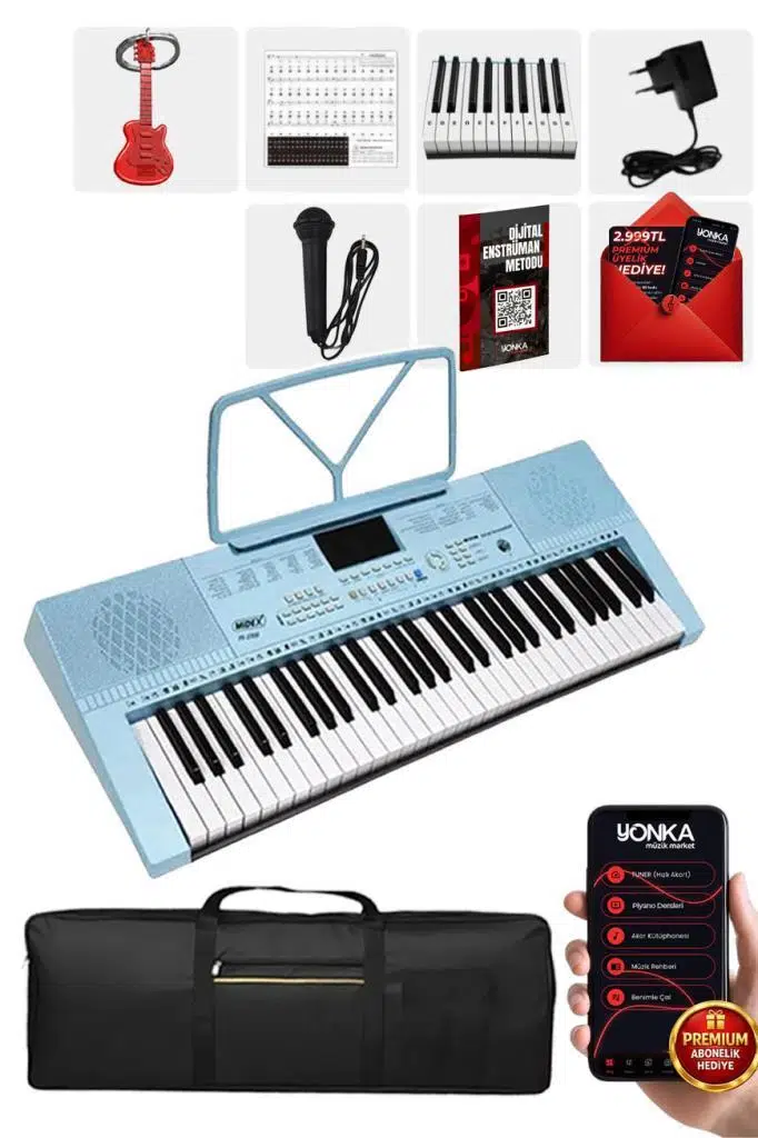 Midex PS-2300BL 61 Tuşlu Org Seti Mavi Kaliteli Başlangıç İçin Uygun