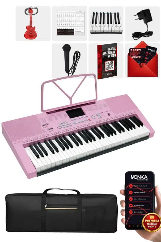 Midex PS-2300PK 61 Tuşlu Org Seti Pembe Kaliteli Başlangıç İçin Uygun