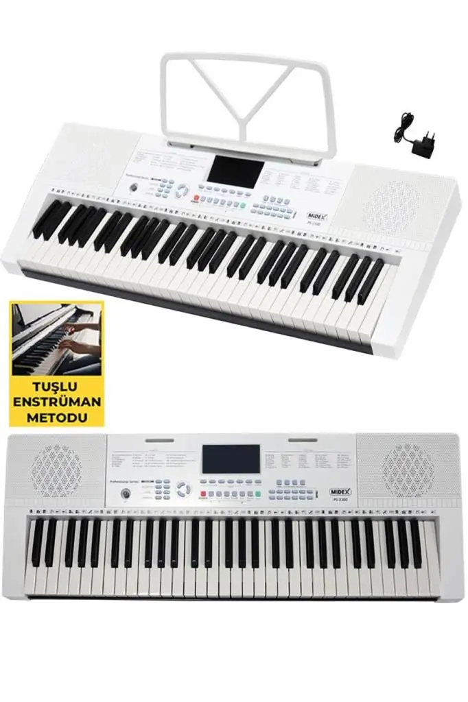 Midex PS-2300WH 61 Tuşlu Org Seti Beyaz Kaliteli Başlangıç İçin Uygun