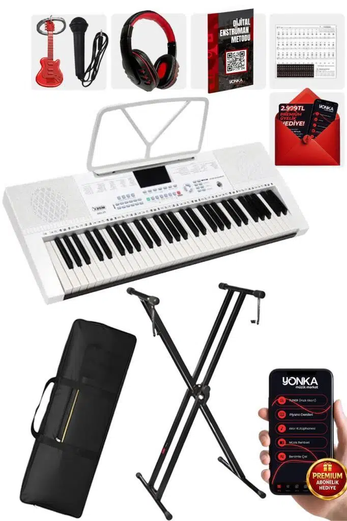 Midex PS-2300WH-PAK 61 Tuşlu Org Stand Kulaklık Beyaz Başlangıç İçin Uygun