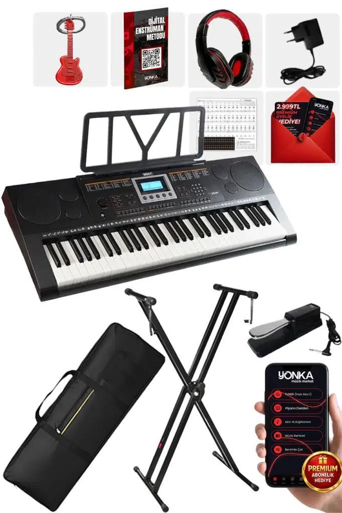 Midex PS-3500KSP Tuş Hassasiyetli 61 Tuşlu Org Sustain Pedallı (Stand Pedal Çanta Kulaklık Notalık Metod)