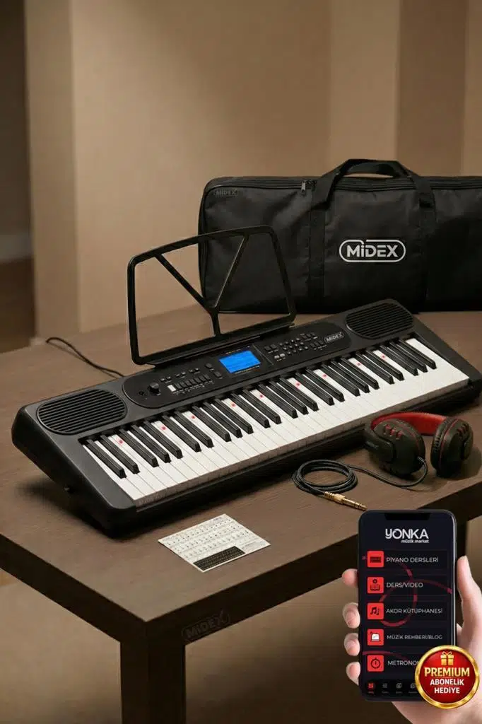 Midex PS-5200BK-H Pro Org 61 LED Işıklı Tuş Hassasiyetli Bluetooth Midi Kulaklık