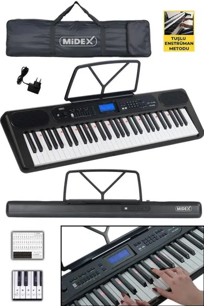 Midex PS-5200BK Pro Org 61 LED Işıklı Tuş Hassasiyetli Bluetooth Midi