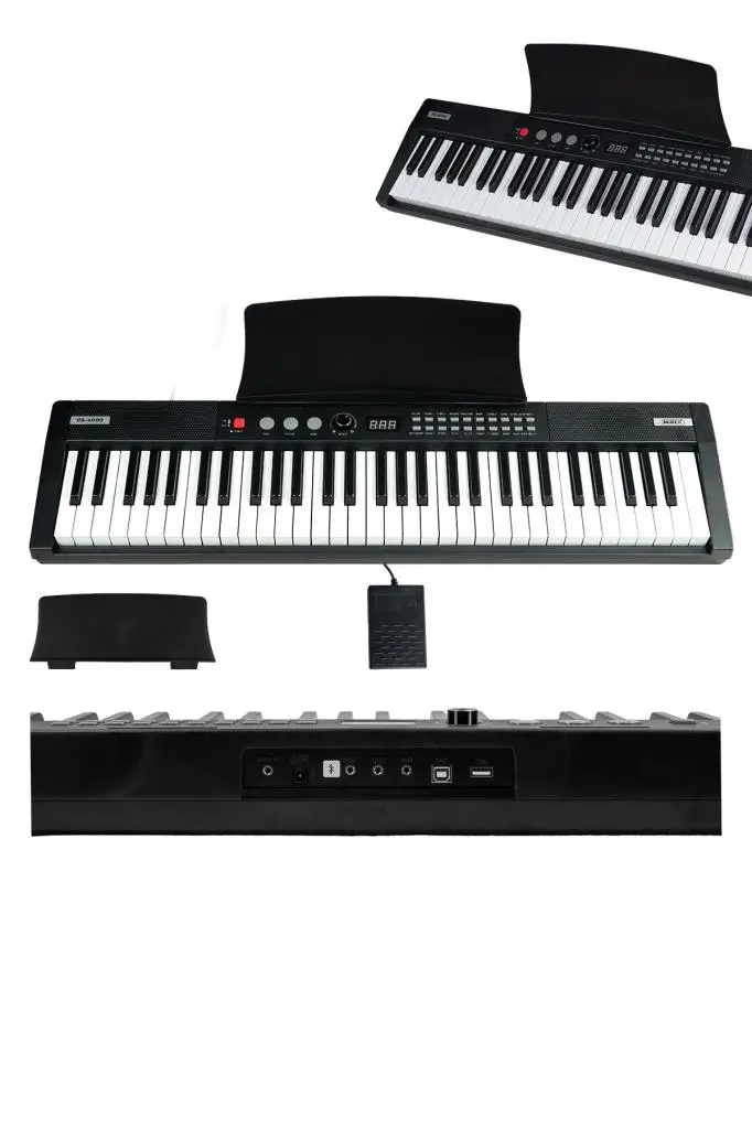 Midex PS4000BK Tuş Hassasiyetli 61 Tuşlu Org Bluetooth USB Midi METOD (Sustain Pedalı Çanta)
