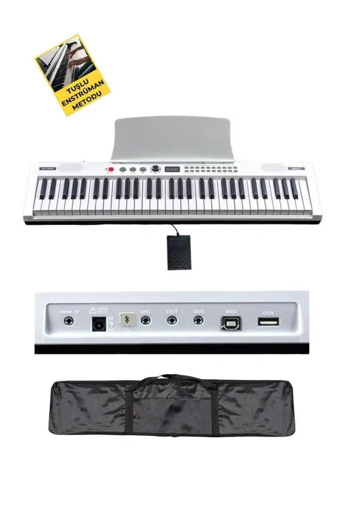 Midex PS4000WH-OUT Tuş Hassasiyetli 61 Tuşlu Org Bluetooth USB Midi METOD (OUTLET)
