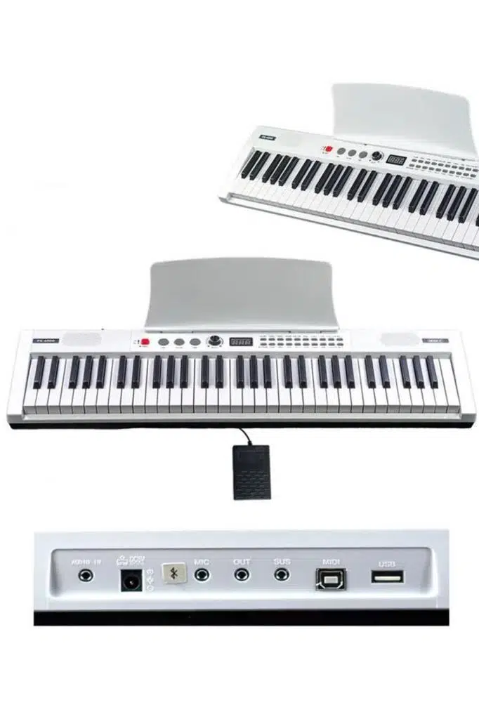 Midex PS4000WH Tuş Hassasiyetli 61 Tuşlu Org Bluetooth USB Midi METOD (Sustain Pedalı Çanta)