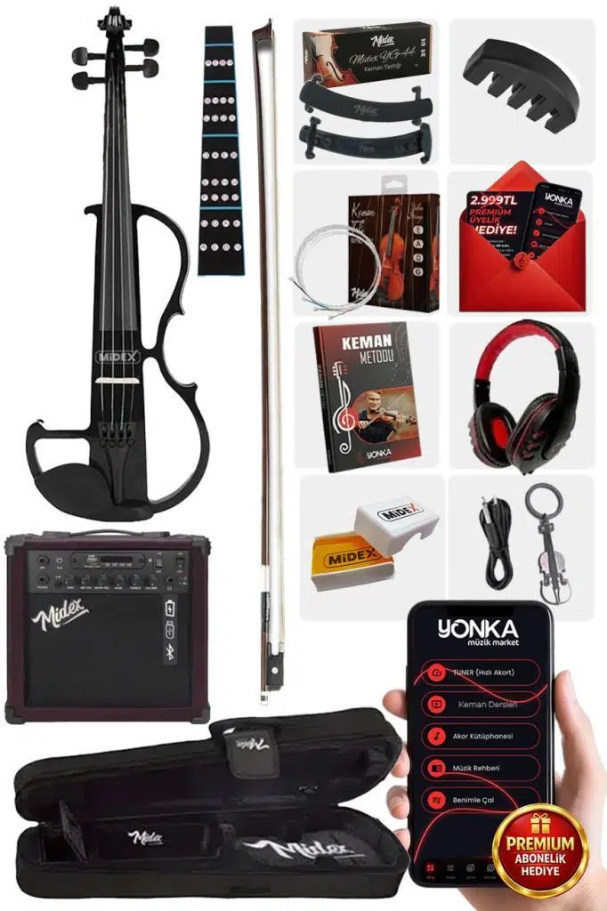 Midex RCZ-606BK-AMP Elektro Keman ve Şarjlı Anfi Seti