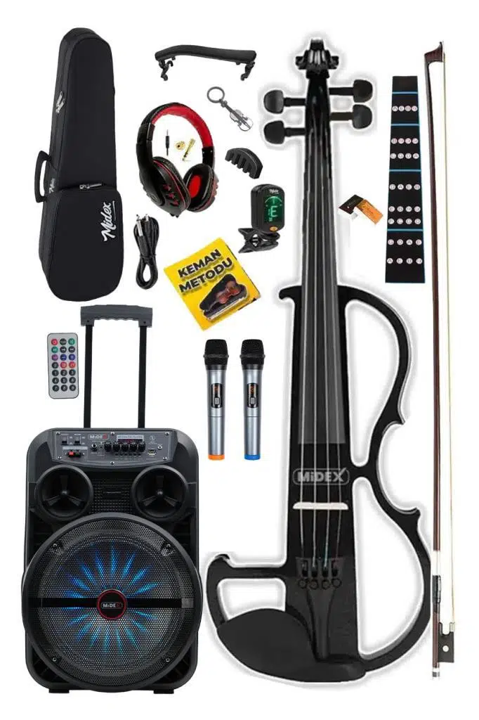 Midex RCZ-606BK-PAK Elektro Keman ve Şarjlı Hoparlör Anfi Mikrofon Seti