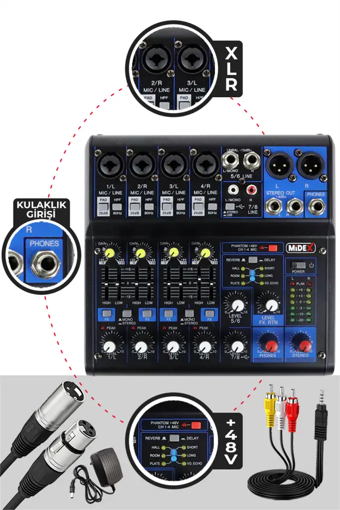 Midex Referans Paket-2 Maxword Monitör Ses Kartı CX1 Mikrofon Stand