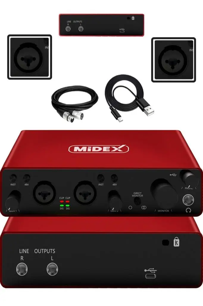 Midex Referans Paket-4 Maxword Monitör Ses Kartı CX1 Mikrofon Pad Controller