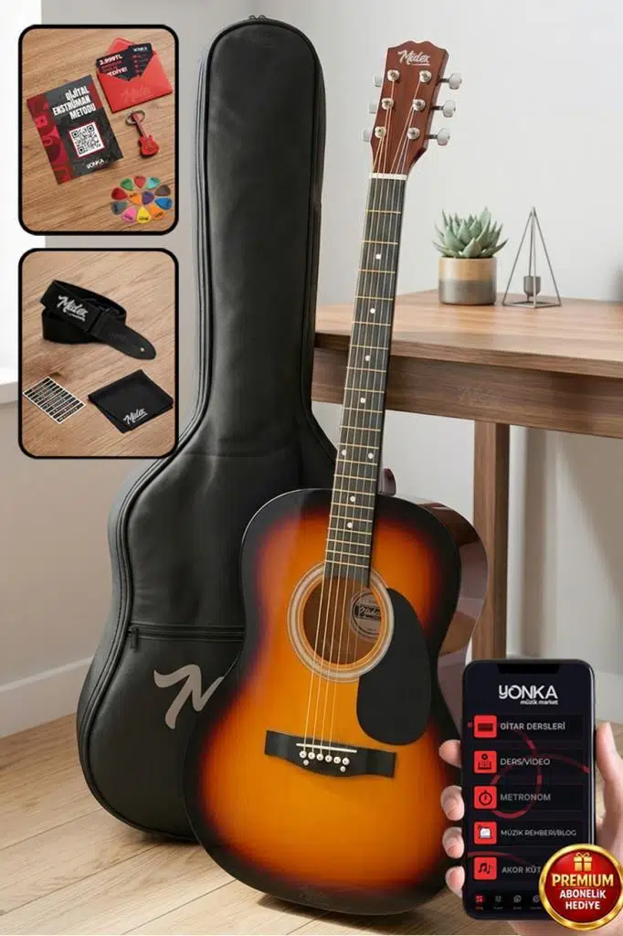 Midex RG-530SB Kaliteli Gün Batımı 40 İnç Akustik Gitar Seti 4/4 Yetişkin
