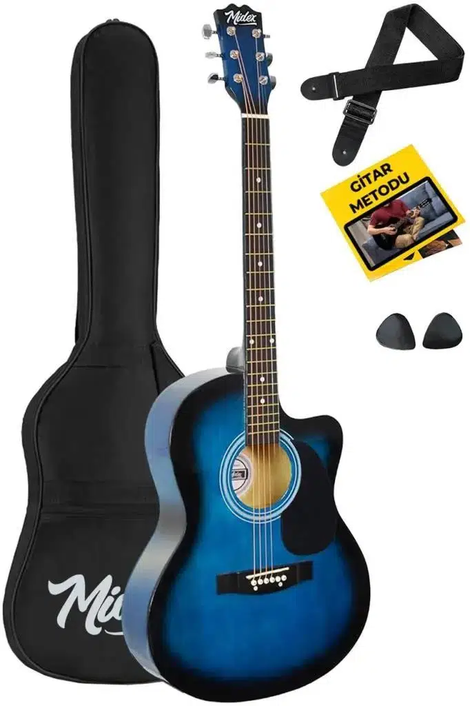 Midex RG-540BL-OUT Kesik Kasa Mavi 40 İnç Akustik Gitar Seti 4/4 (OUTLET)