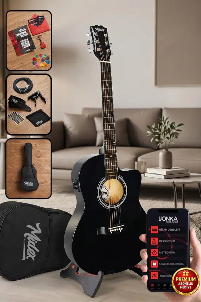 Midex RG-560BK Pack Siyah Elektro Akustik Gitar Full Set Ekolayzerli 40 İnç 4/4 Yetişkin