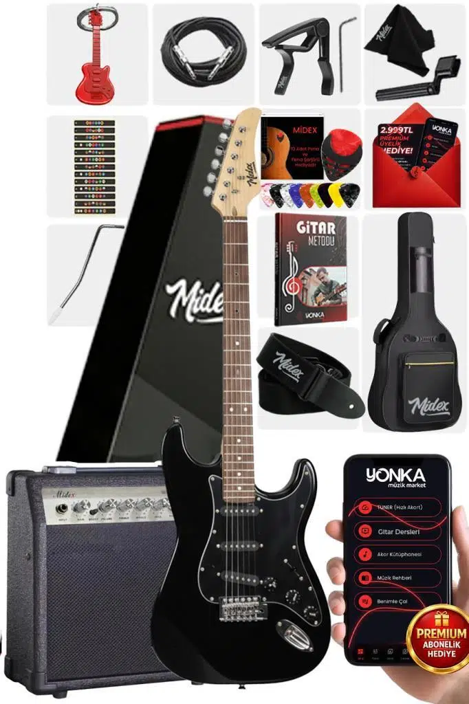 Midex RPH-30BK-30AMP Elektro Gitar Seti 30 WATT GAİN'Lİ Amfi Full SET