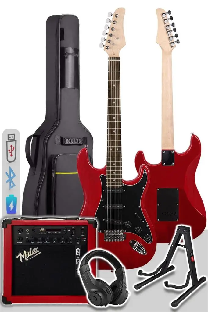Midex RPH-30RD-25AMP Gül Klavye SSS 25W Amfili Elektro Gitar Seti