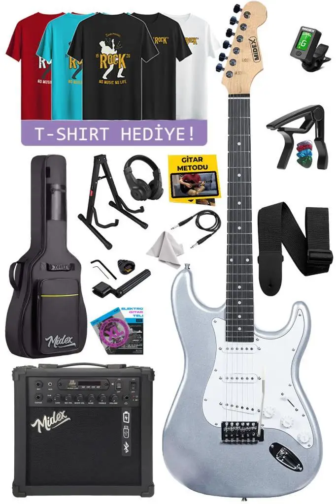 Midex RPH-30SL-TGIFT Gül Klavye SSS 25W Amfili Elektro Gitar (T-Shirt Hediye)