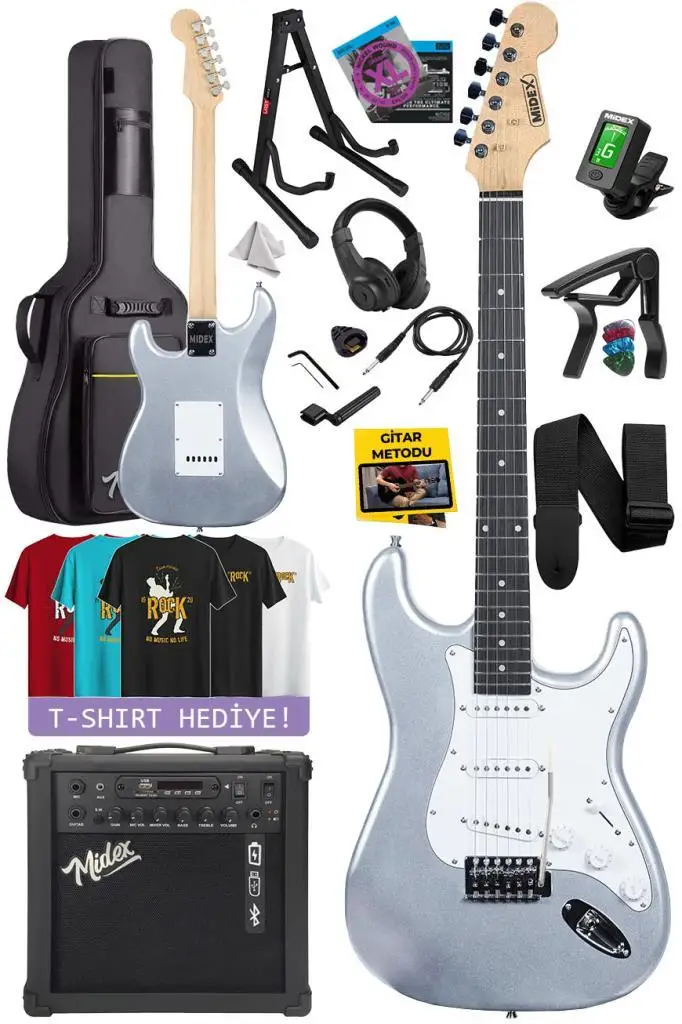 Midex RPH-30SL-TGIFT Gül Klavye SSS 25W Amfili Elektro Gitar (T-Shirt Hediye)