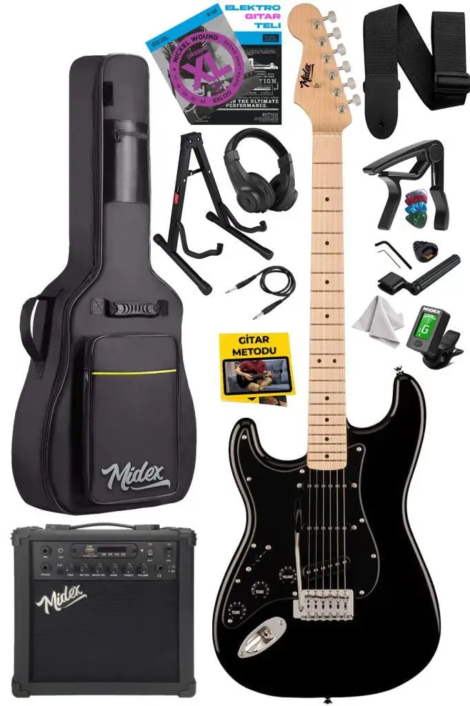 Midex RPH-31BK-25AMP Solak Elektro Gitar 25W Amfili Full Set