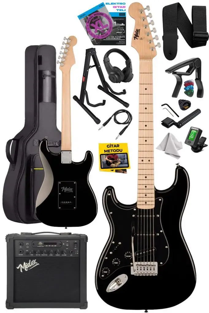 Midex RPH-31BK-25AMP Solak Elektro Gitar 25W Amfili Full Set