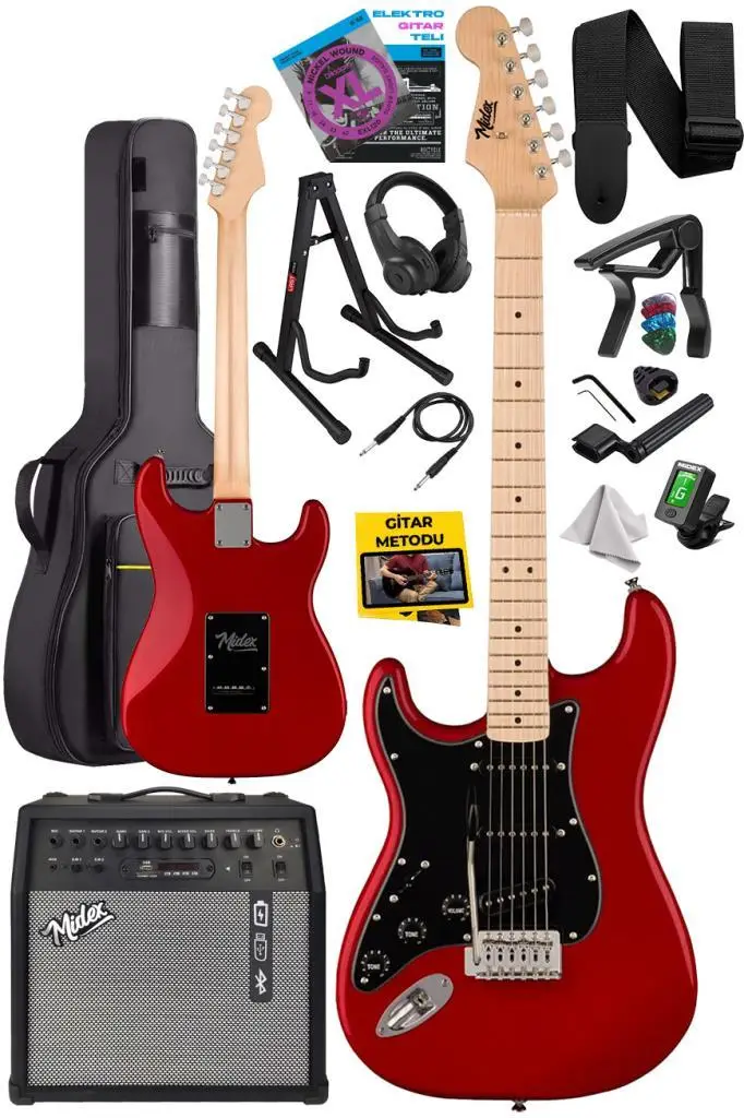 Midex RPH-31RD-50AMP Solak Elektro Gitar 50W Amfili Full Set