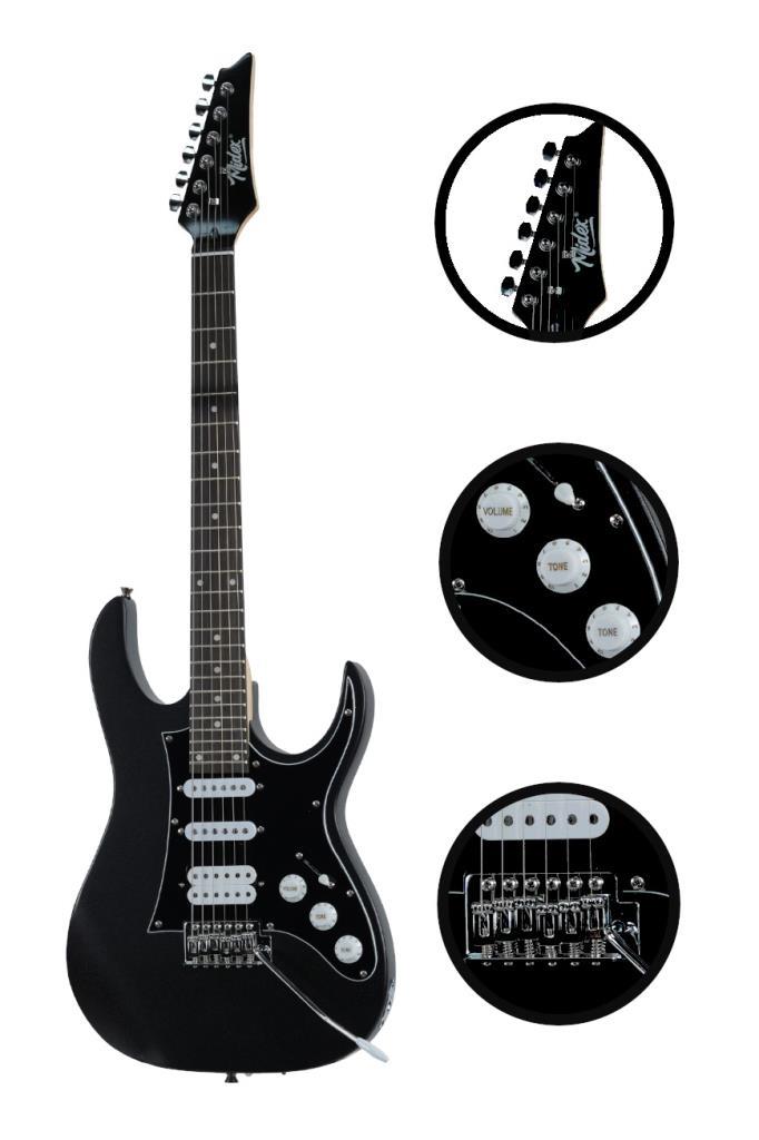 Midex RPH-320BK Siyah Renk Super Strat Kasa HSS Elektro Gitar Seti
