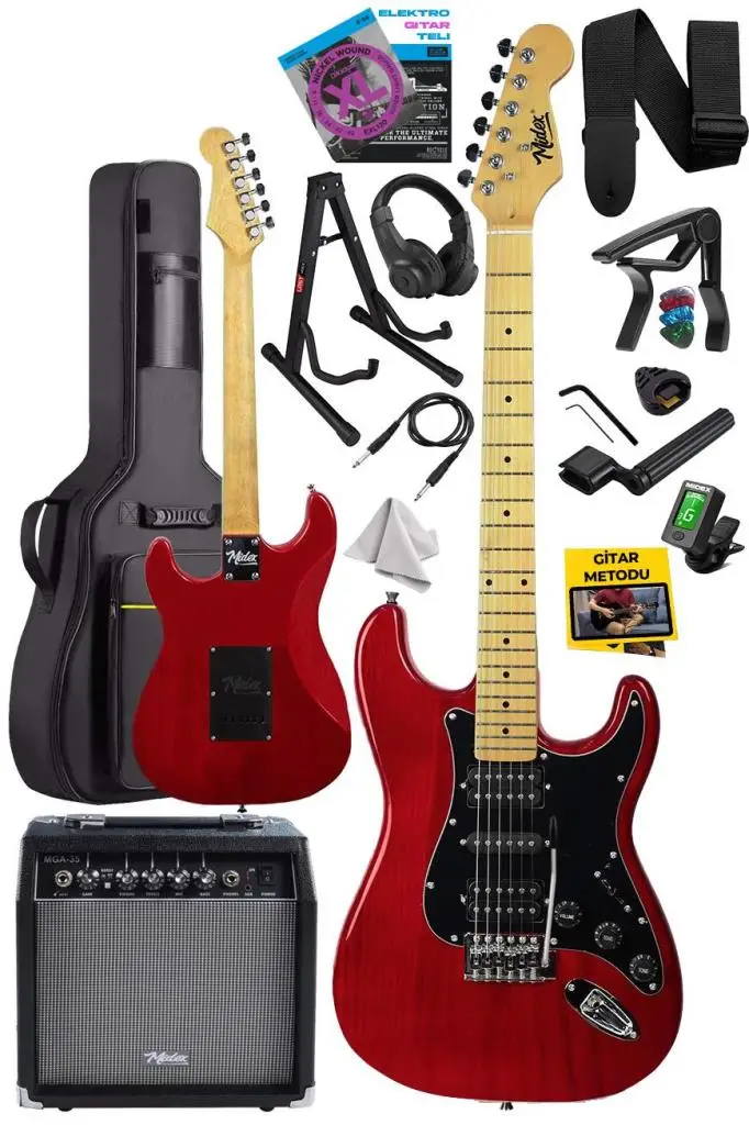 Midex RPH-40RD-35AMP 35W Amfili Elektro Gitar Seti HSH Manyetik Maple Klavye