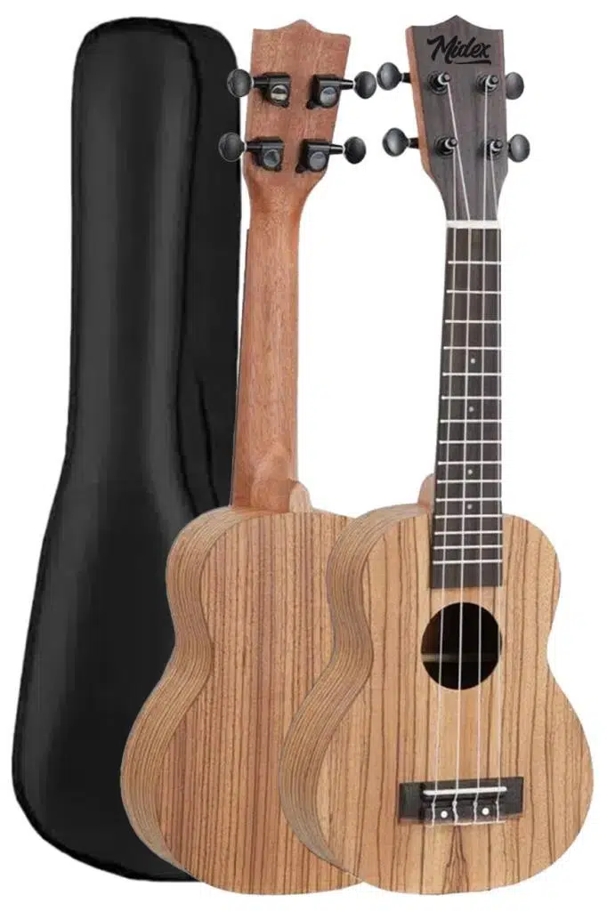 Midex SPA-211 Zebrano Ağacı Kaliteli Soprano Ukulele Seti