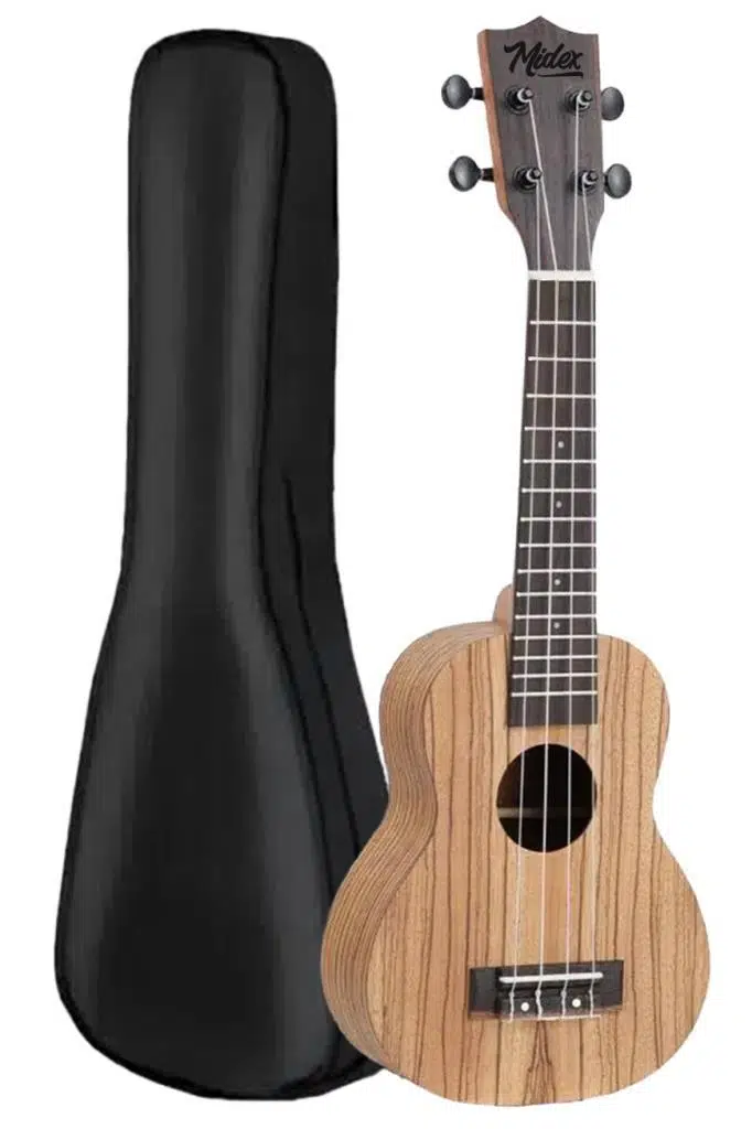 Midex SPA-211 Zebrano Ağacı Kaliteli Soprano Ukulele Seti