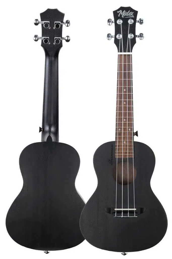 Midex SPA-235BK Maun Ağacı Yüksek Kaliteli Soprano Ukulele Seti Siyah