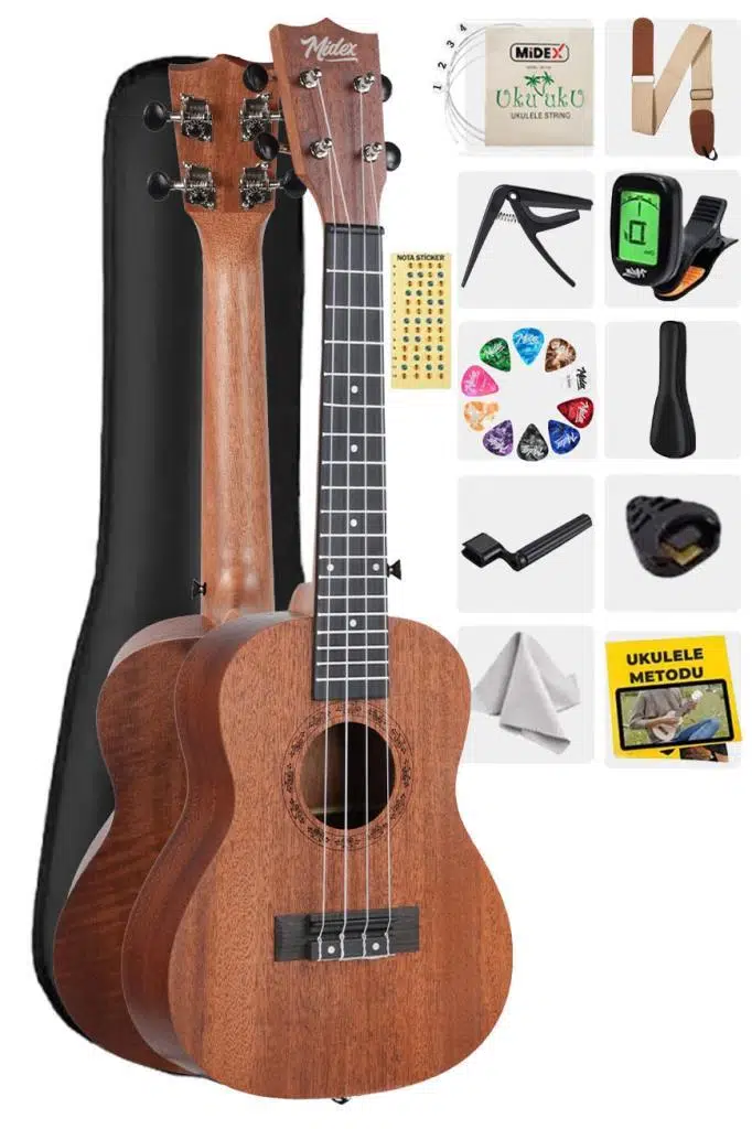 Midex SPA-235M Kaliteli Maun Concert Ukulele Seti